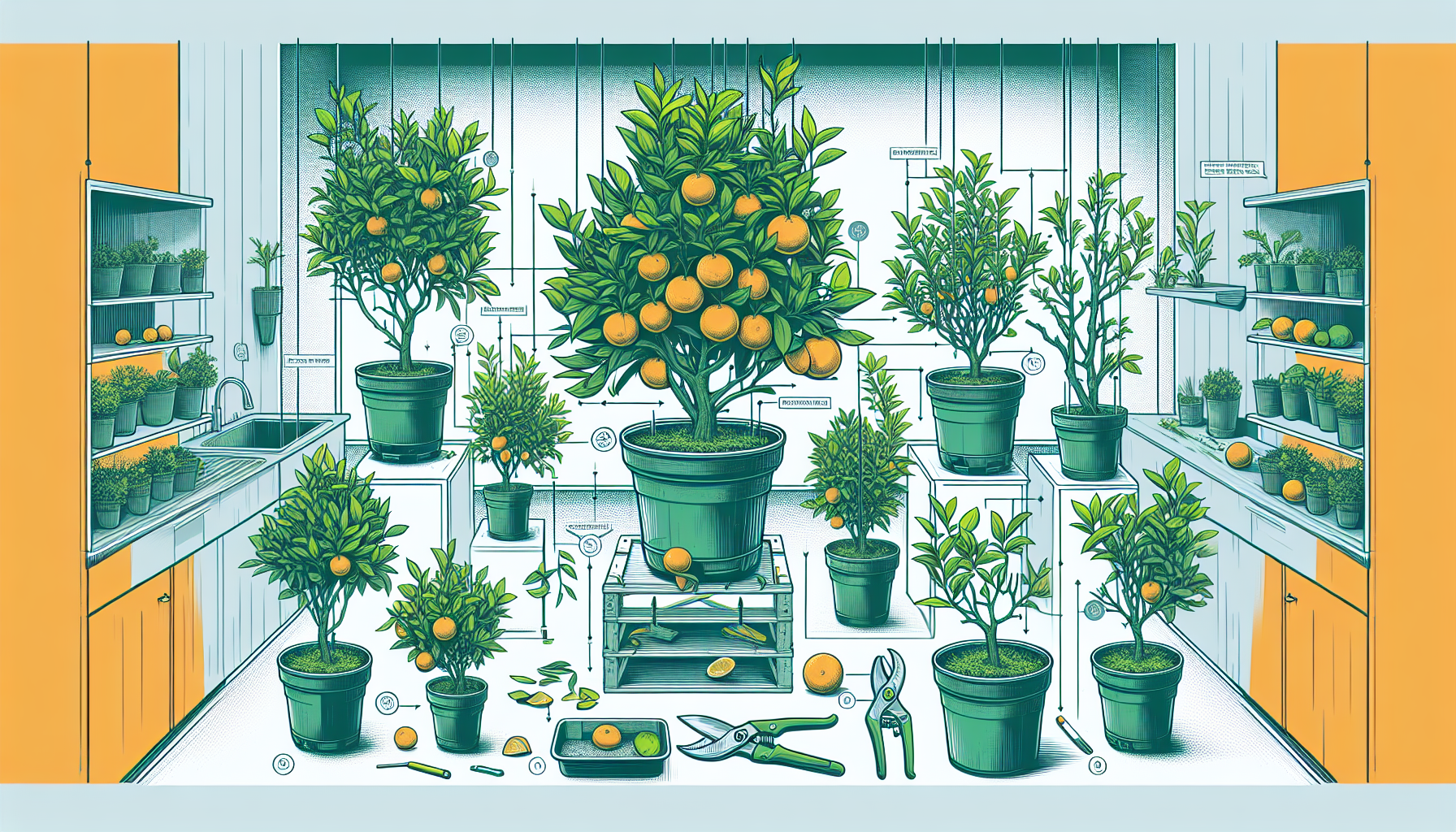 Pruning Techniques for Indoor Orange Trees